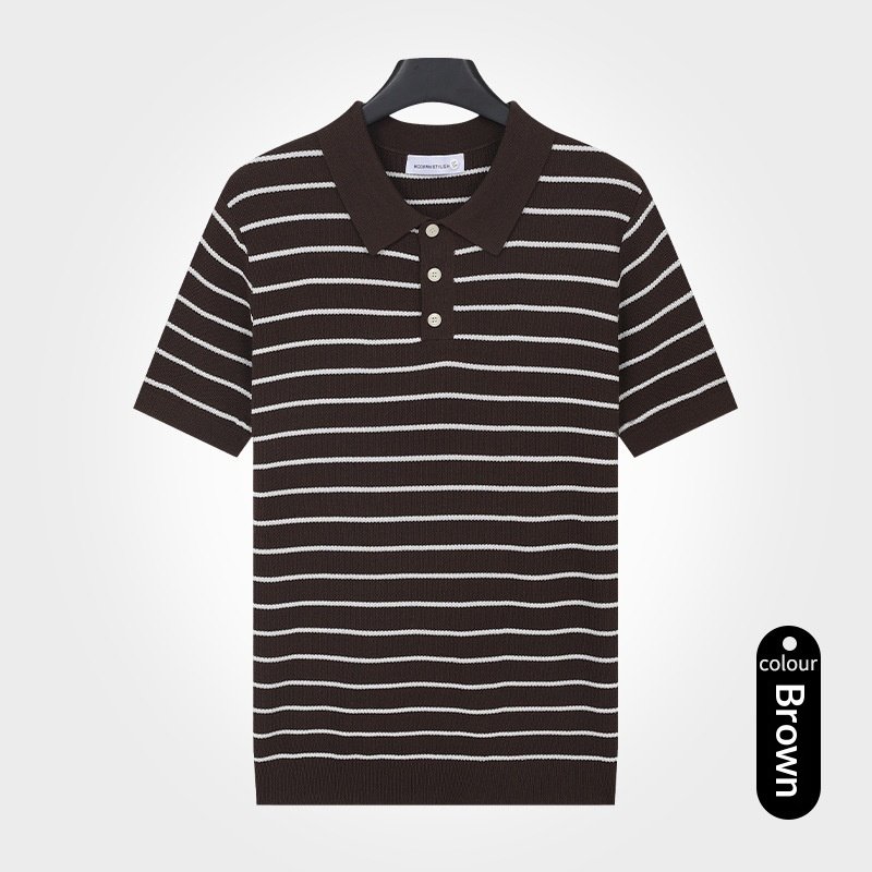 Turn-down Collar T-shirt Mens Viscose Top