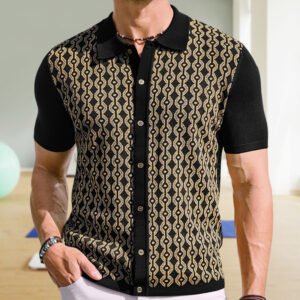 Men's Printed Striped Shirt - Summer Short-sleeved