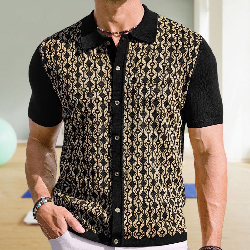Men's Printed Striped Shirt - Summer Short-sleeved
