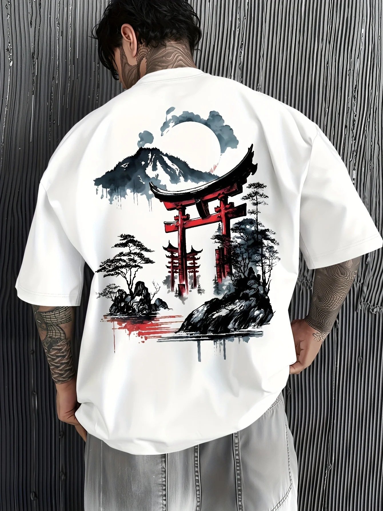 Loose Cotton Ink Print T Shirt