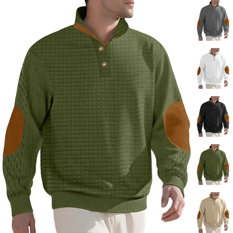 Men's Jacquard Knitted Casual Hoodie With A Stand-up Collar