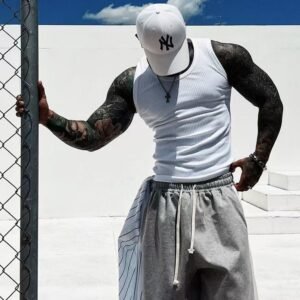 Mens Casual Ribbed Sleeveless Top