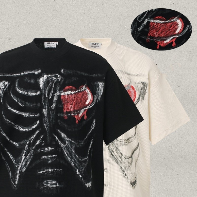 Humanoid Skeleton Melting Into A Heart Men's Short-sleeve Shirt