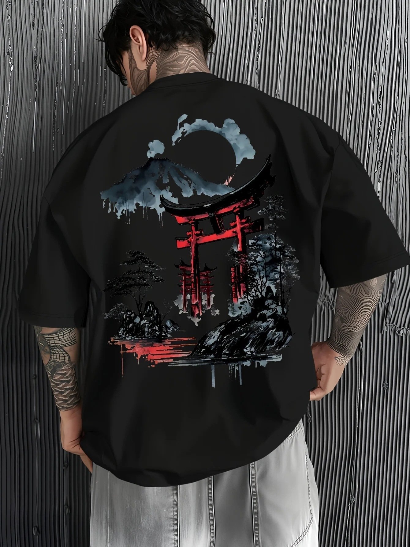 Loose Cotton Ink Print T Shirt