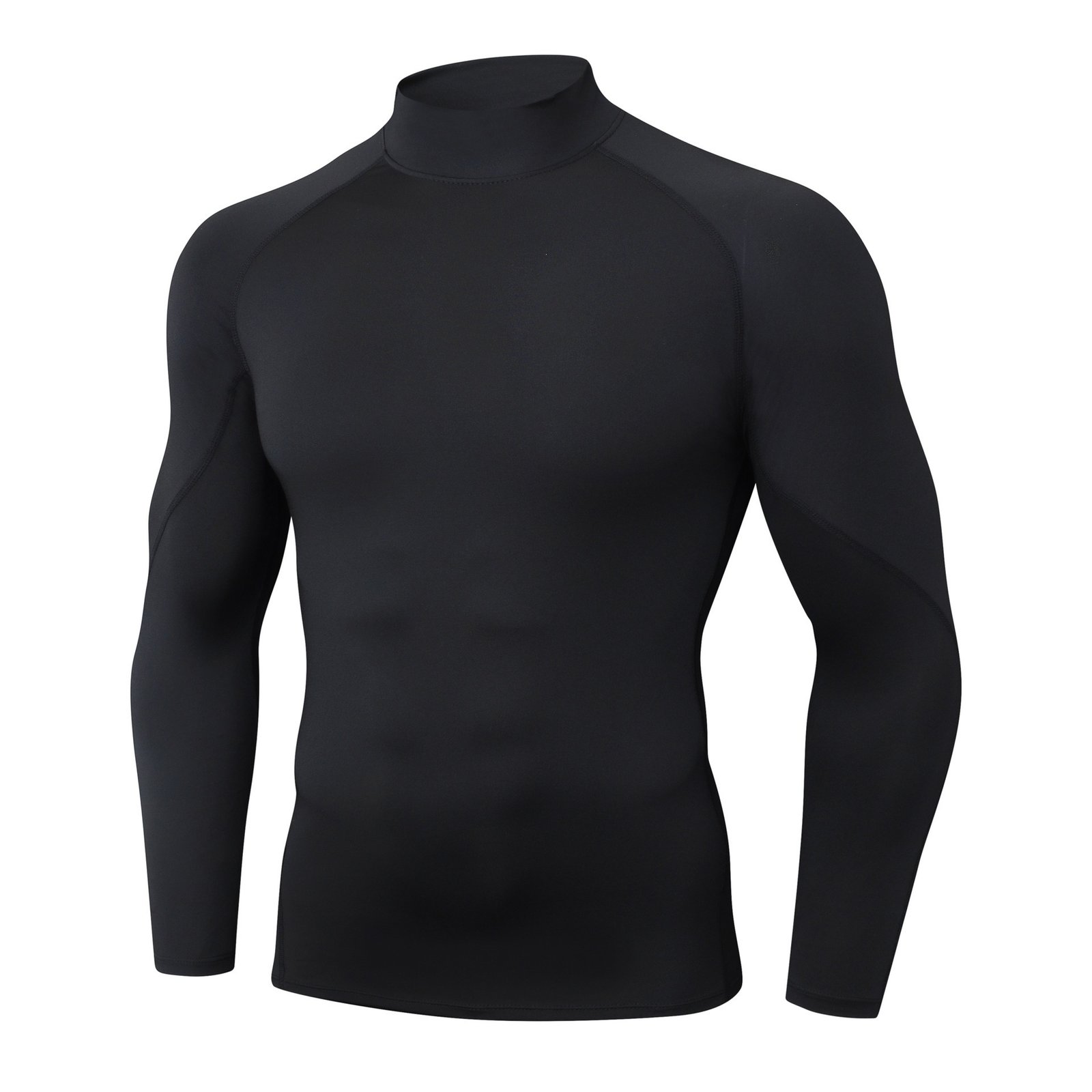 Cross-border Explosions Outdoor Sports Fitness Clothes Men's Running High Collar Long Sleeve Moisture-absorbing Quick-drying Clothes Training Tight Clothes Men