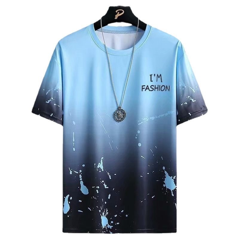 Gradient Half-length Sleeve Versatile Casual T-shirt