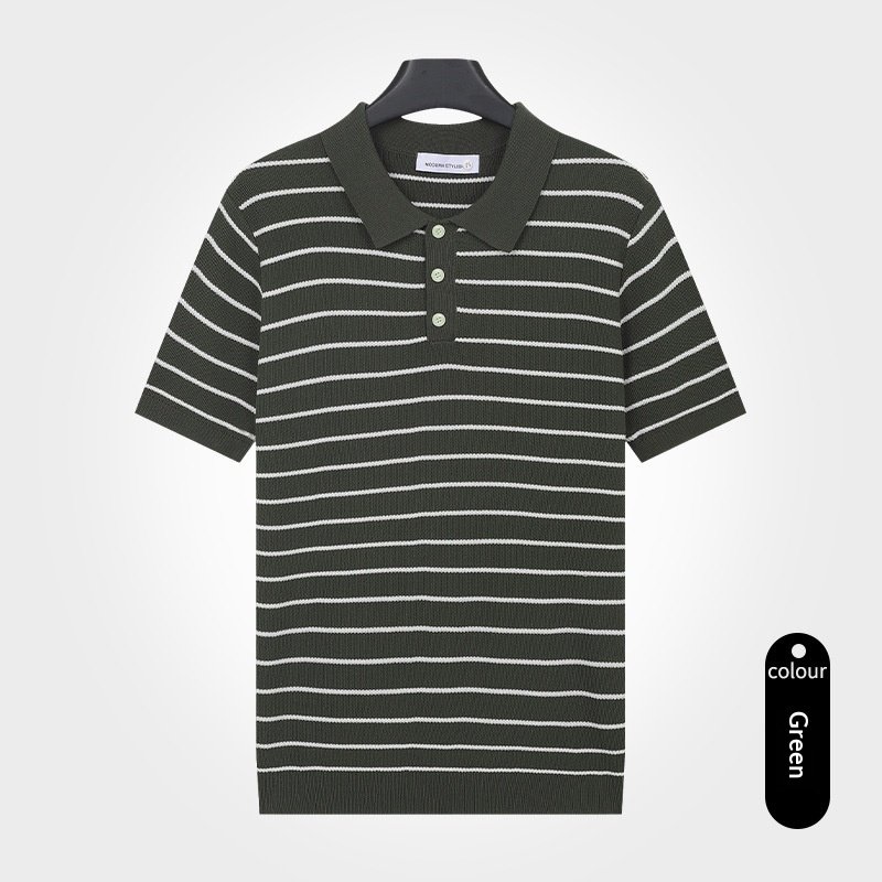 Turn-down Collar T-shirt Mens Viscose Top
