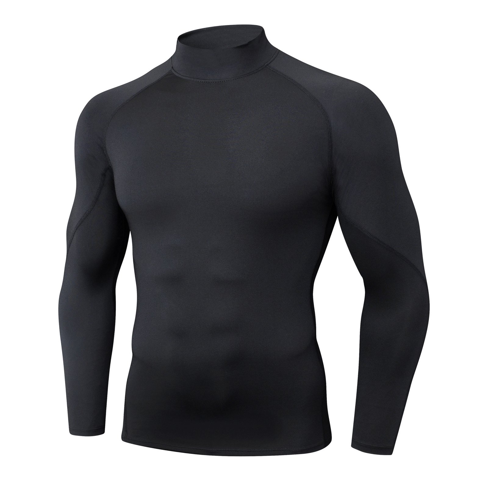 Cross-border Explosions Outdoor Sports Fitness Clothes Men's Running High Collar Long Sleeve Moisture-absorbing Quick-drying Clothes Training Tight Clothes Men