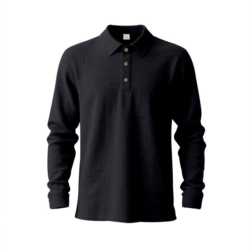 New Cross-Border Amazon Spring And Autumn Linen Polo Long-Sleeve Multi-Color Classic Quick-Dry Breathable Versatile Men's Style