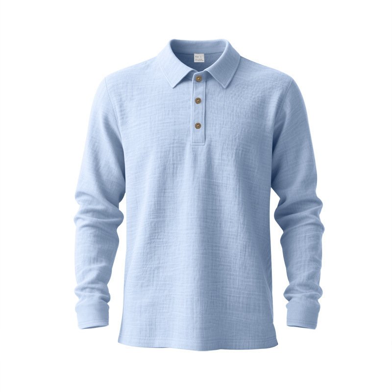 New Cross-Border Amazon Spring And Autumn Linen Polo Long-Sleeve Multi-Color Classic Quick-Dry Breathable Versatile Men's Style