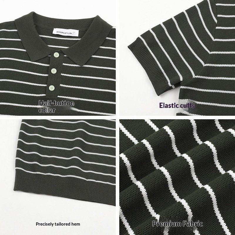 Turn-down Collar T-shirt Mens Viscose Top