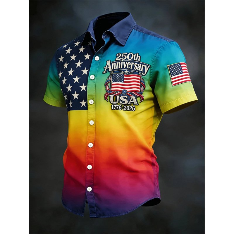3D Digital Print Casual Men's Loose-fit Short-sleeve