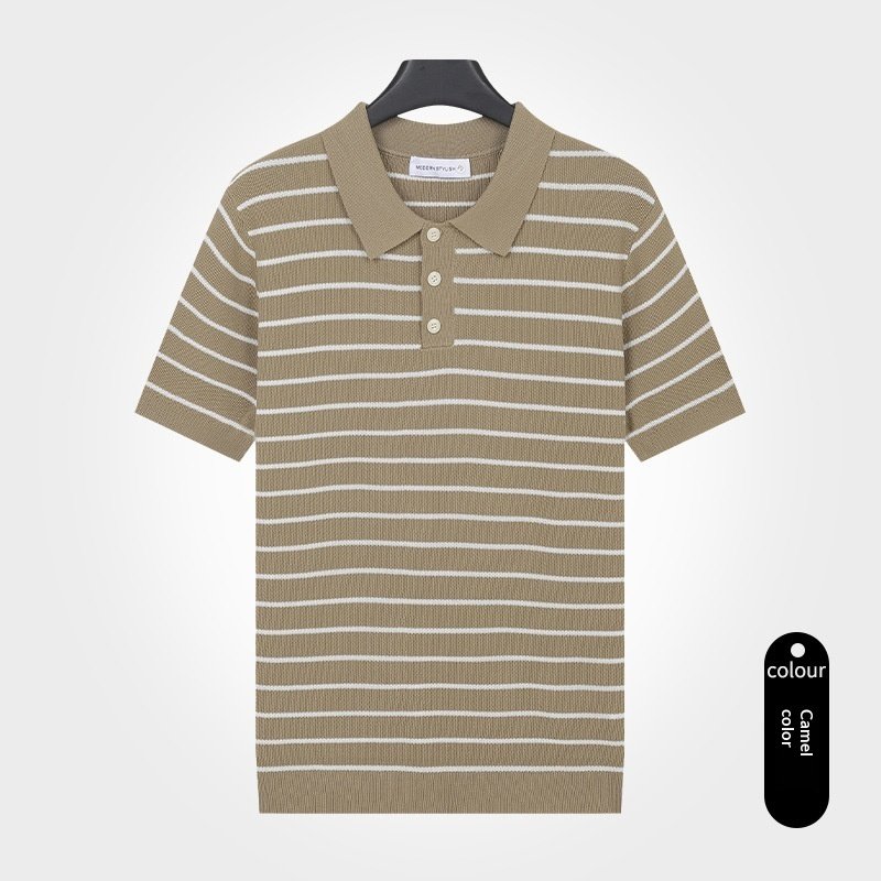 Turn-down Collar T-shirt Mens Viscose Top