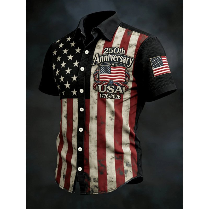 3D Digital Print Casual Men's Loose-fit Short-sleeve