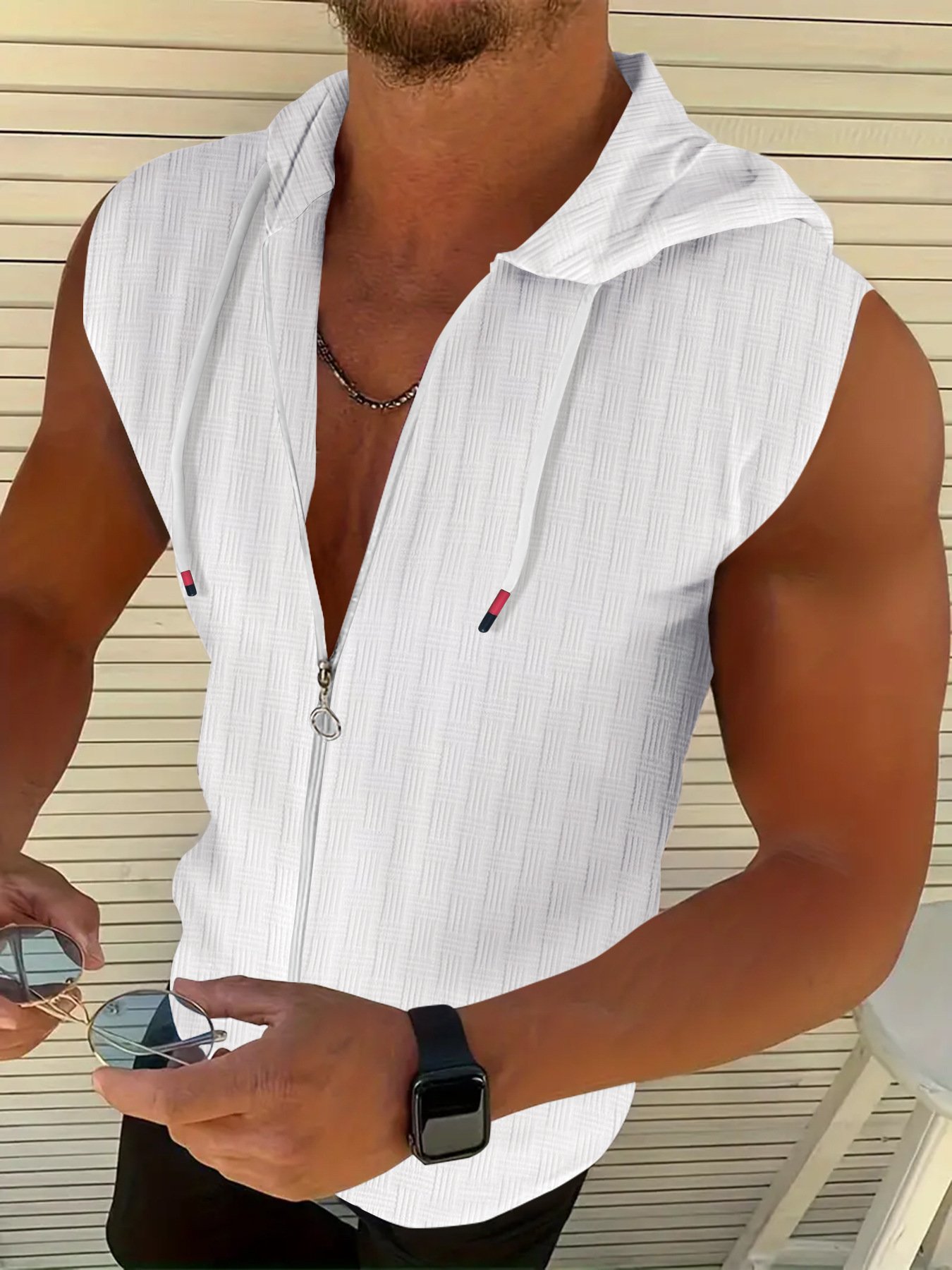 Men's Sleeveless Zip-up Hoodie